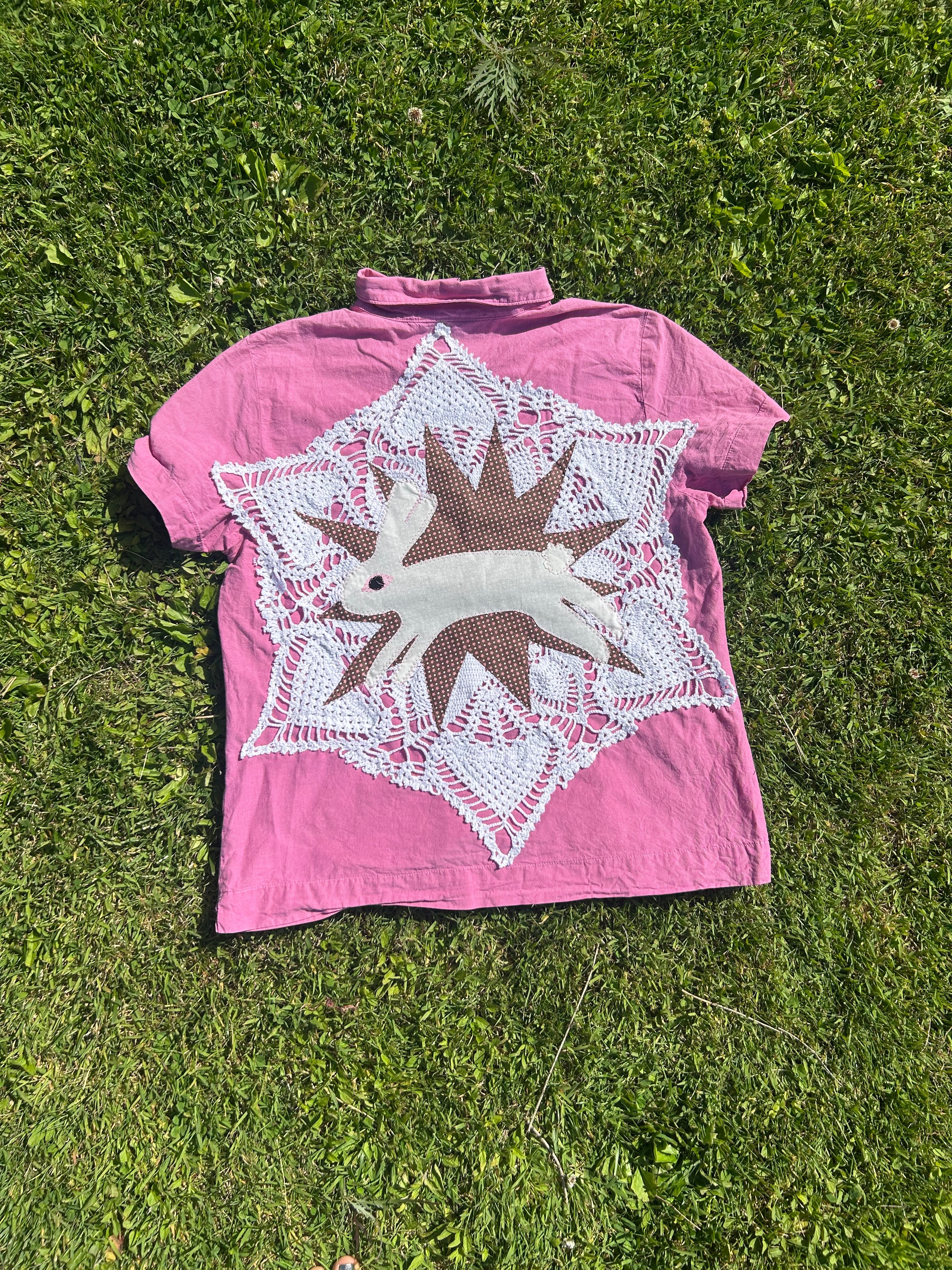 Pink bunny button down