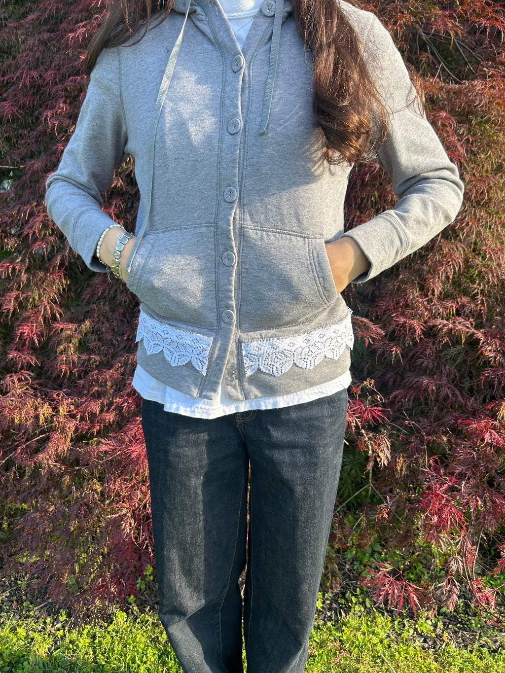 Grey lace sweatshirt