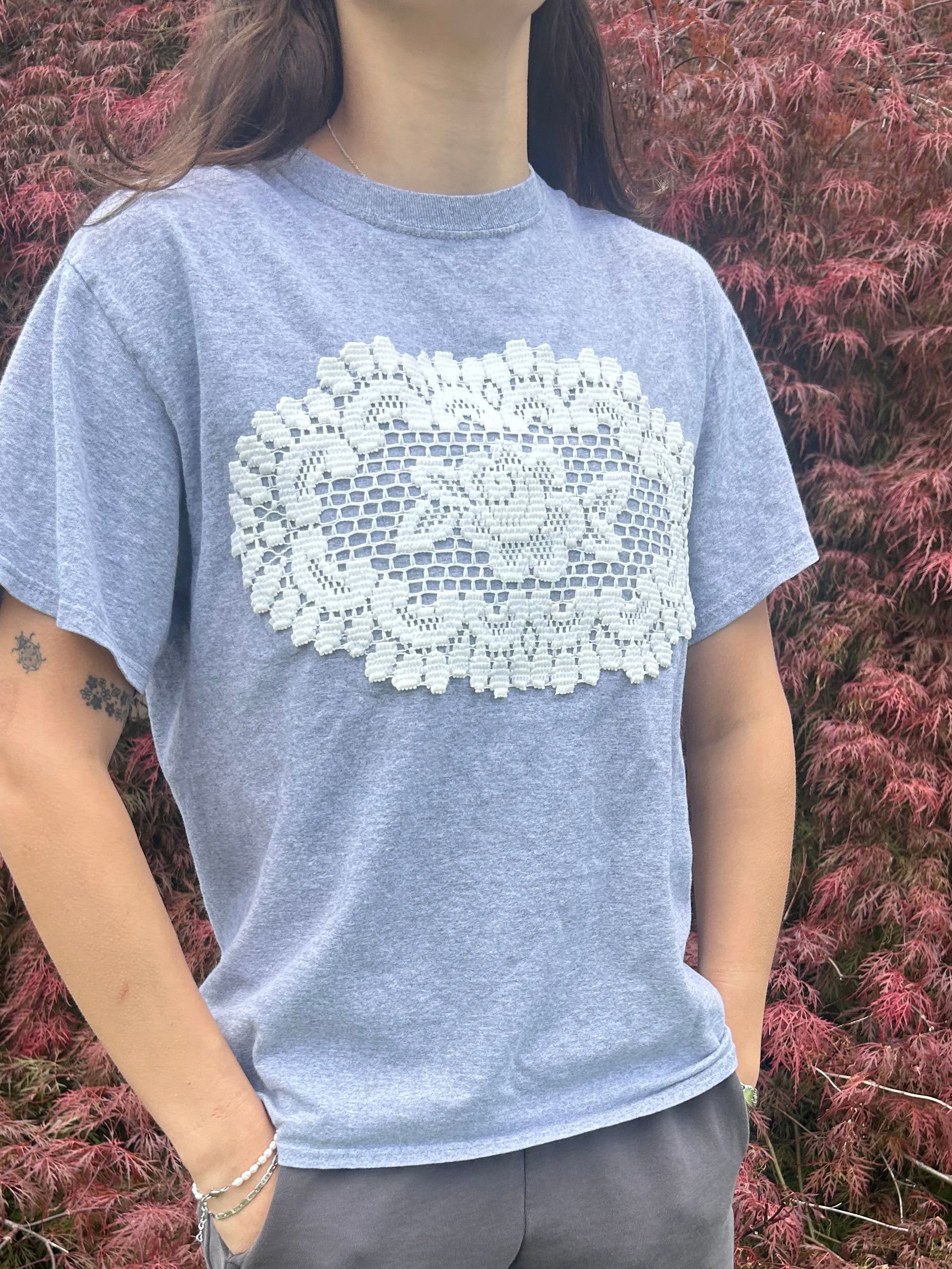 Lace front tee