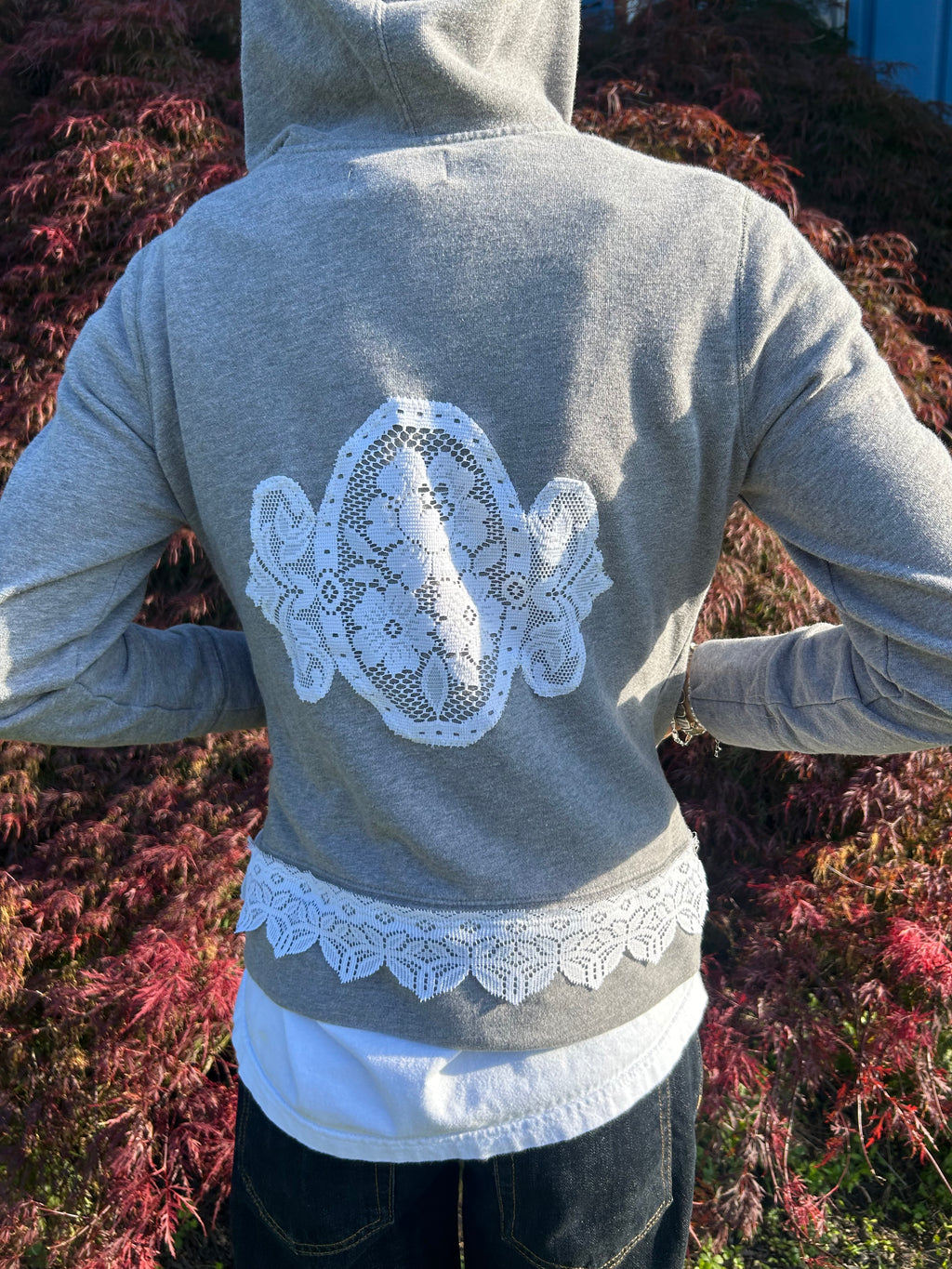 Grey lace sweatshirt