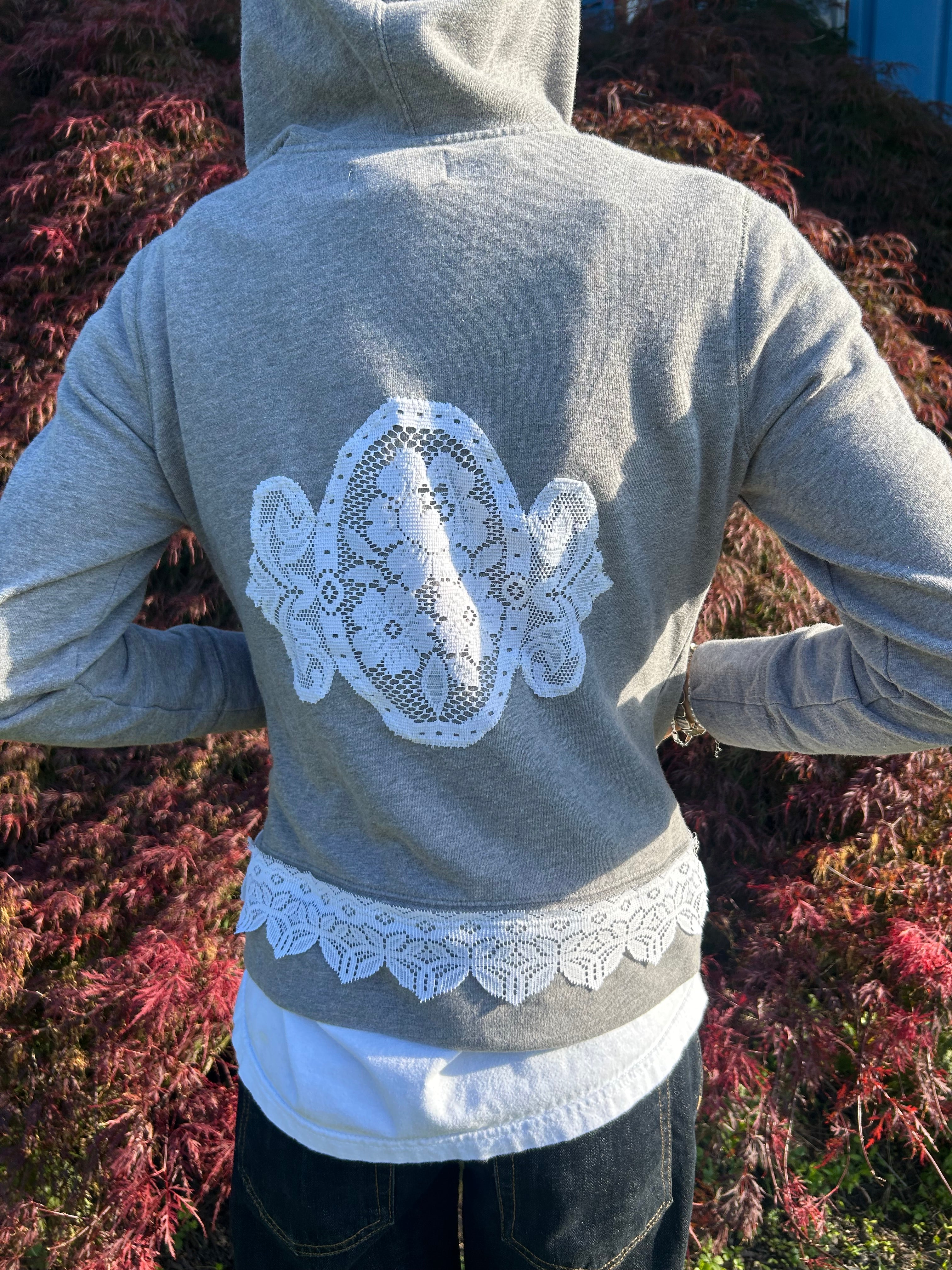 Grey lace sweatshirt
